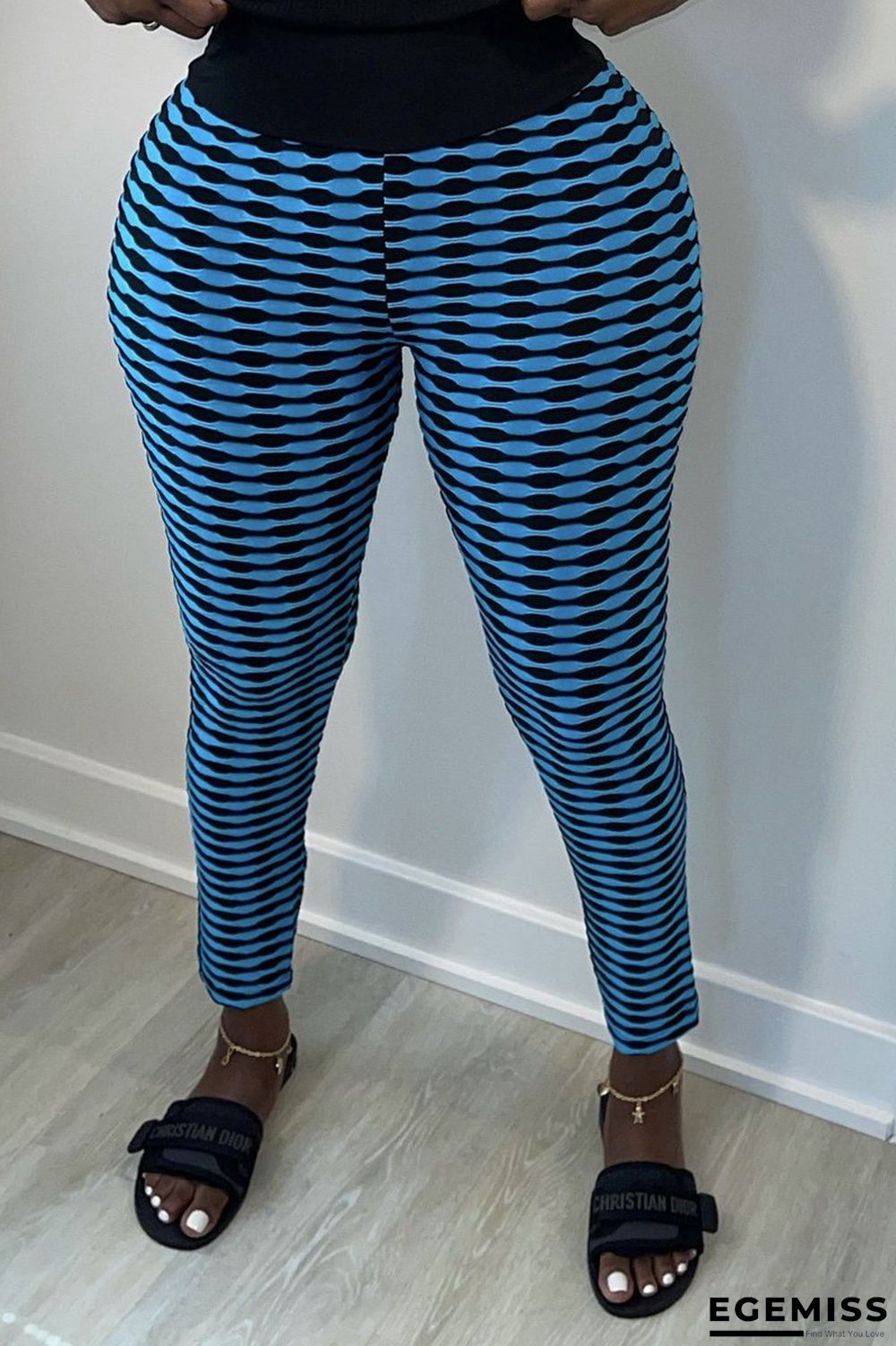 Blue Sexy Plaid Patchwork Skinny High Waist Pencil Full Print Bottoms | EGEMISS