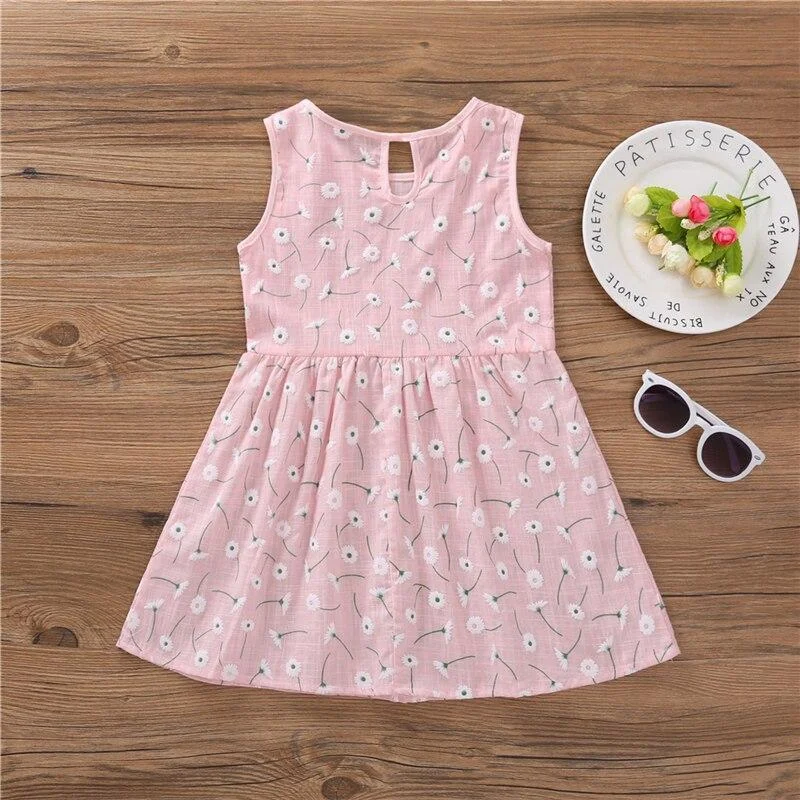 Baby Girl Dress 2020 Summer Kids Sleeveless Braces Dresses Girls Cotton Print Floral Princess Dress Children Casual Clothing