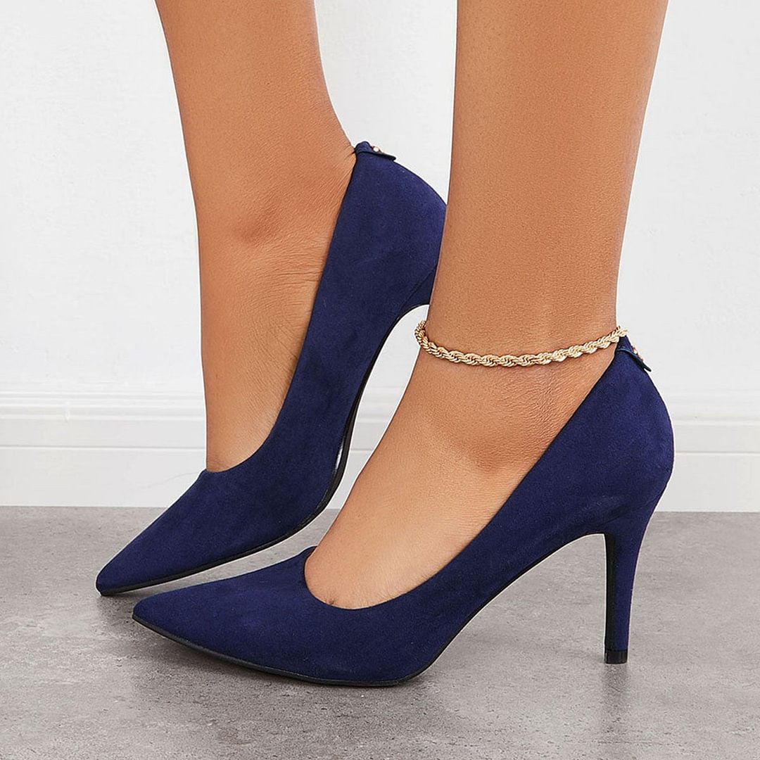 Suisecloths Pointed Toe Plain Stiletto High Heels Office Dress Pumps