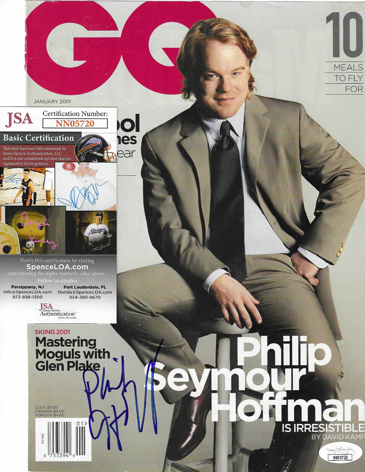 Phillip Seymour Hoffman Authentic Signed GQ Magazine Cover Autograph, JSA COA