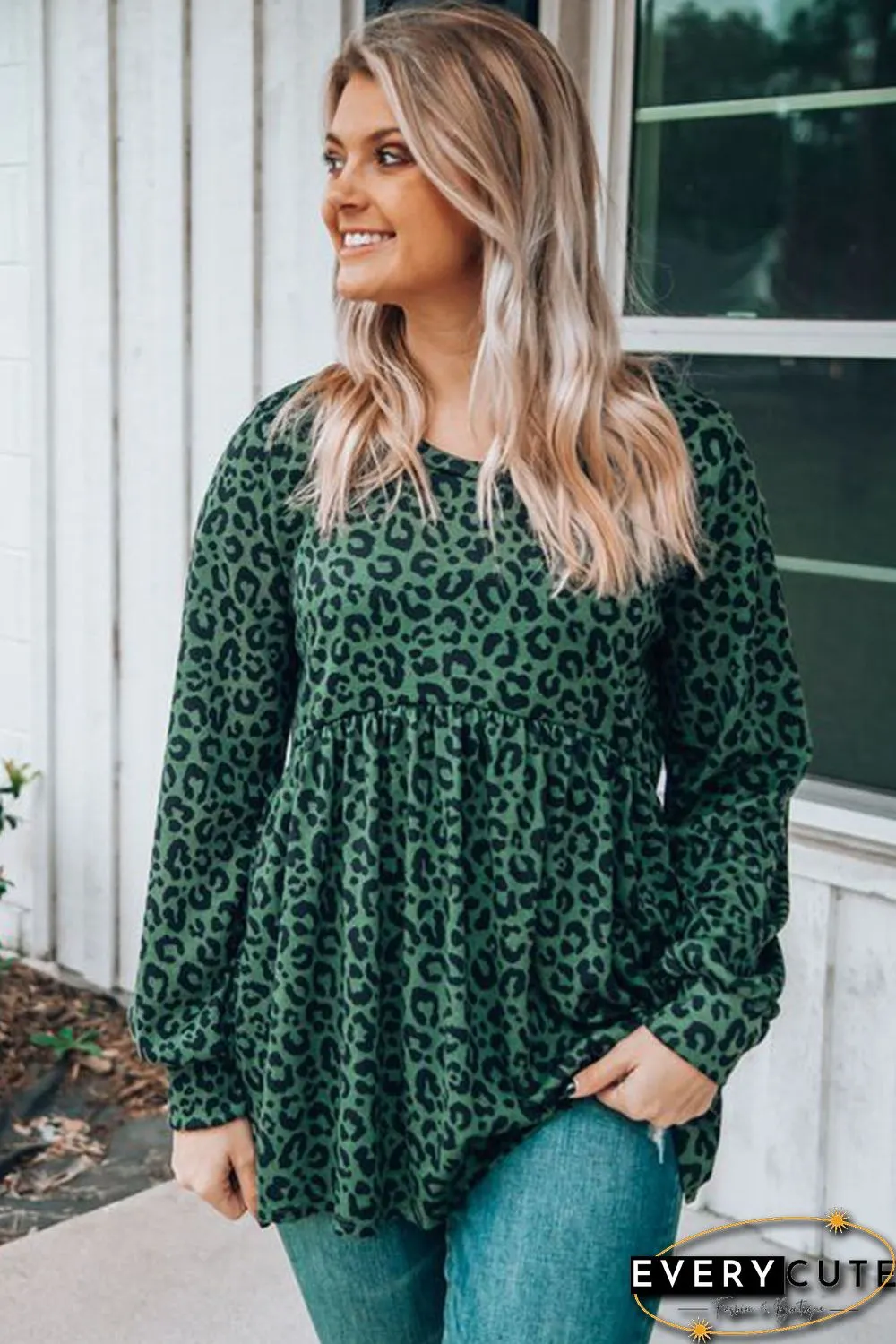 Leopard Long Sleeve Flowy Top