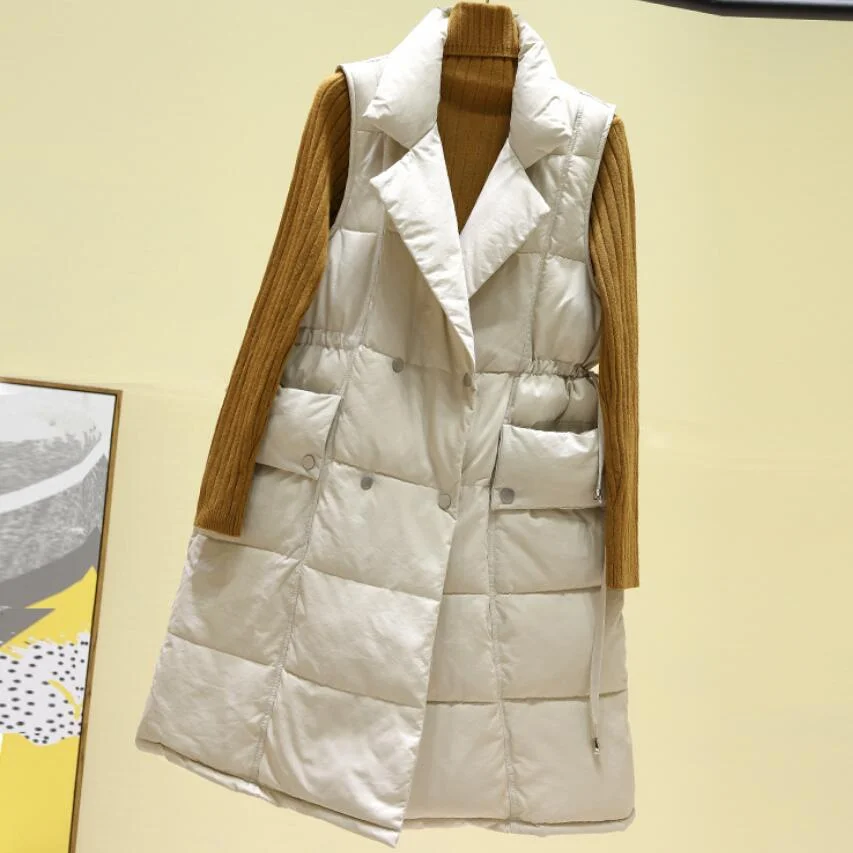 Winter Down Coats Women Long Vest 2021 Ladies Stand Collar Sleeveless Jacket Female Padded Gilets Quilted Coats Chaleco Mujer