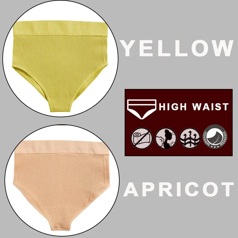 FINETOO 2PCS/Set Sexy Women Panties Underwear 10 Solid Colors Underpants For Girls High Waist Bodyshaper Briefs Seamless Pantys