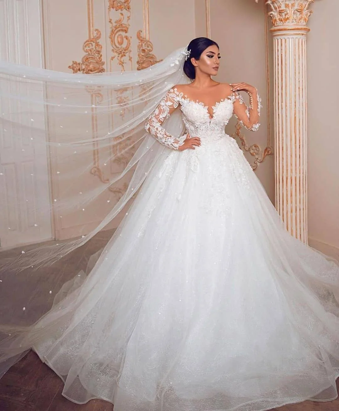 Elegant Ball Gown Big Wedding Dresses, Appliques Bridal Dress with Short  Sleeves PFW0376 | Robes de mariage princier, Robes de bal de mariage, Robe  de mariage manches