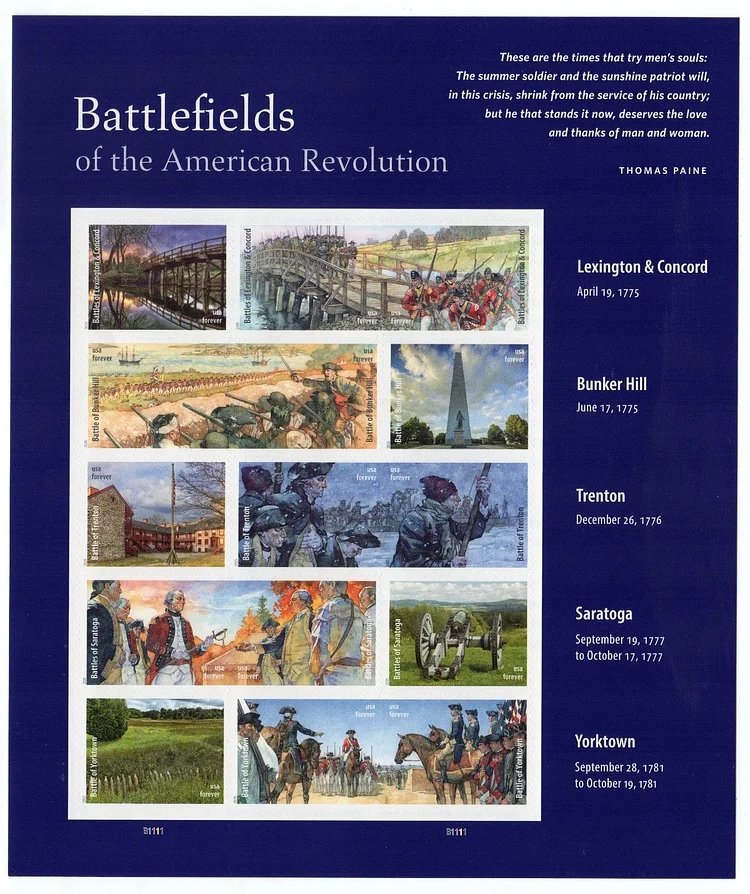 2025 USA 250th Anniversary Battlefields of The American Revolution Forever Stamps