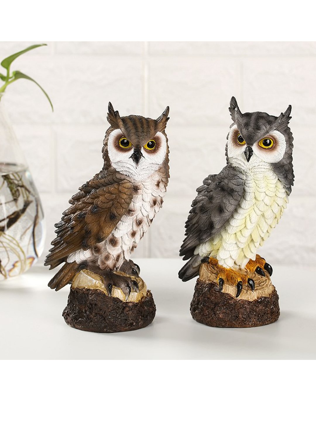 Garden Creative Ornaments Owls, Garden Resin Crafts, Bird Models, Wooden Decorations