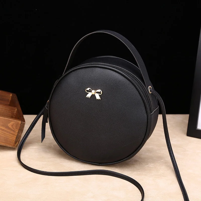 Design Fashion Women Round Bag Leather Women's Circular Crossbody Shoulder Messenger Bags Ladies Purse Female Bolsa Handbag