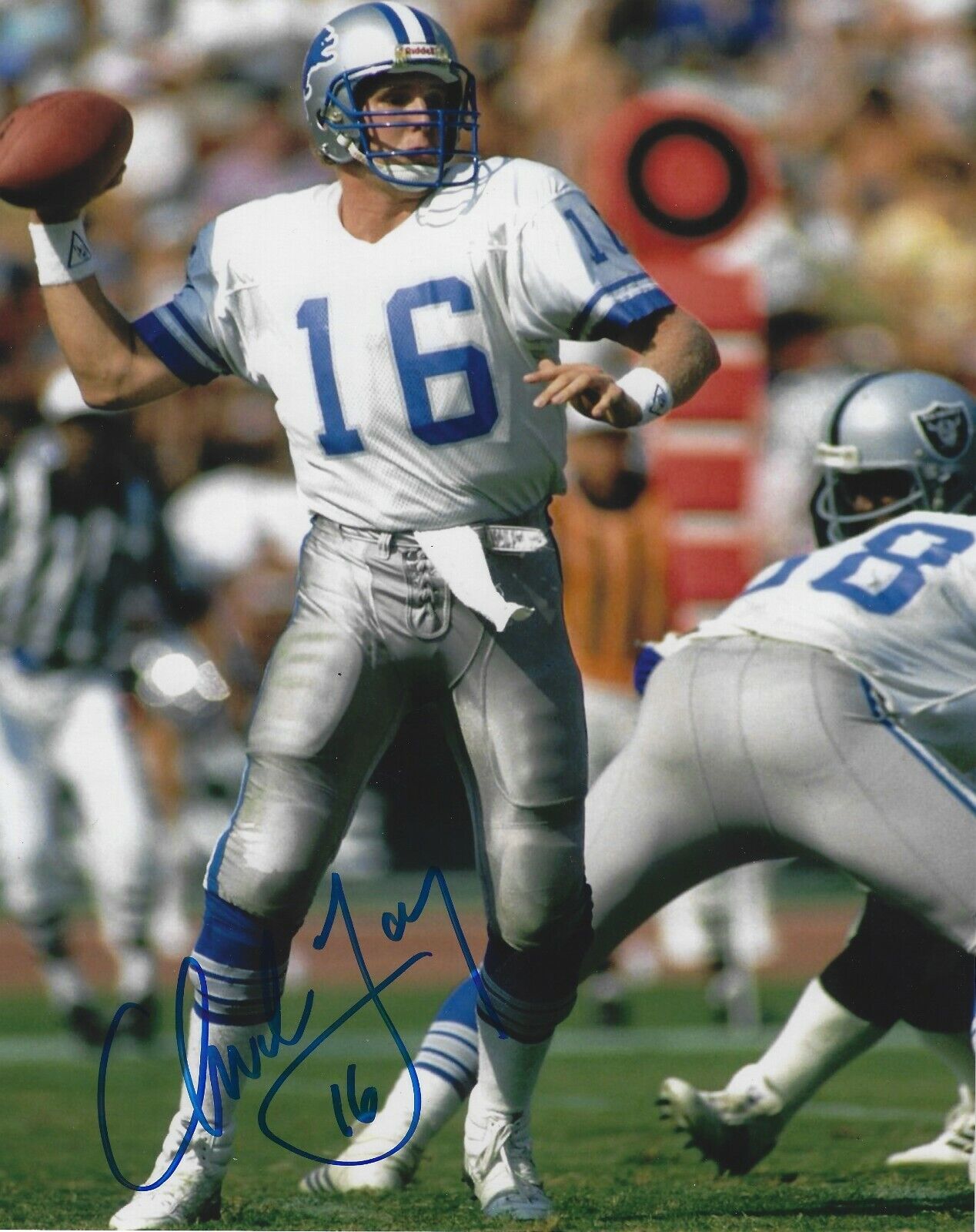 Signed 8x10 CHUCK LONG Detroit Lions Autographed Photo Poster painting - w/COA