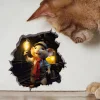 Autocollants muraux mignons de petit trou de souris de dessin animé