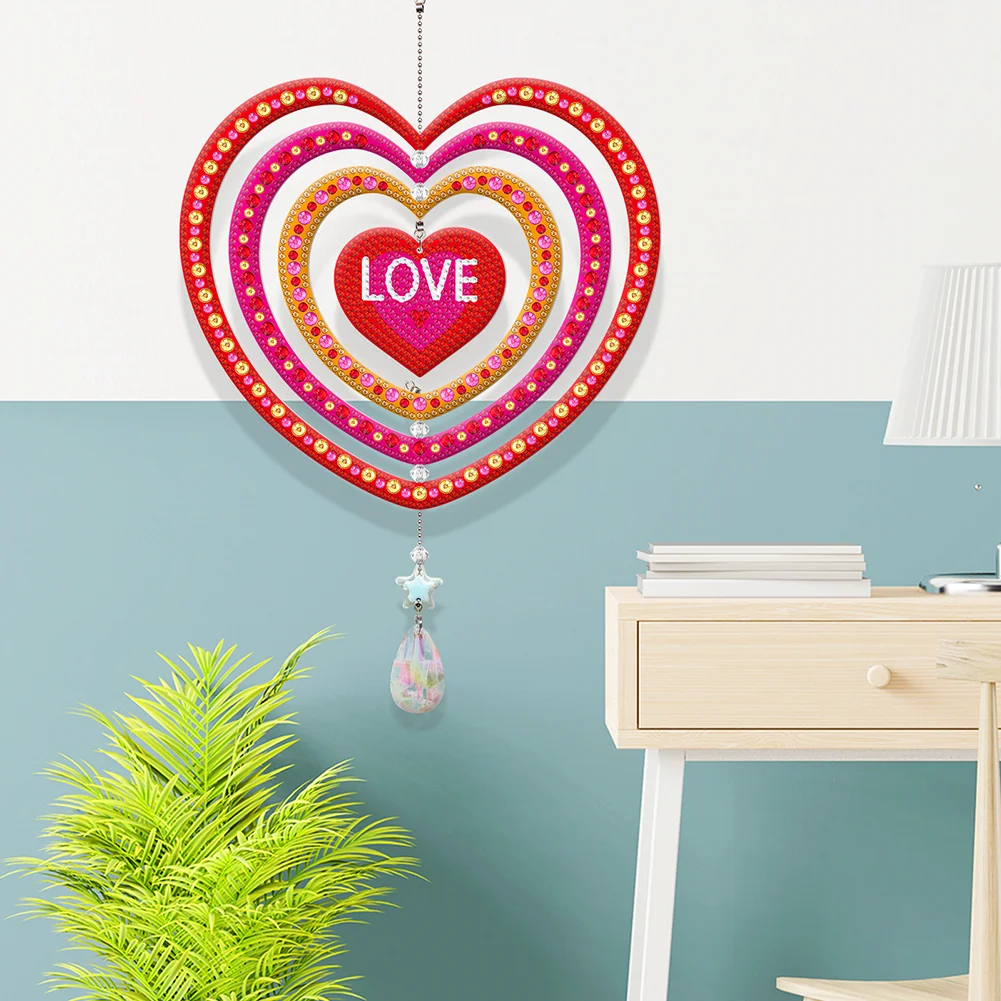 DIY Love Suncatcher Diamond Painting Hanging Sign Christmas Home Windows Decor