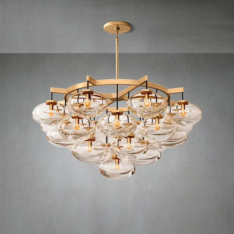 Curvette Clear Glass Round Chandelier 48" Vjlight
