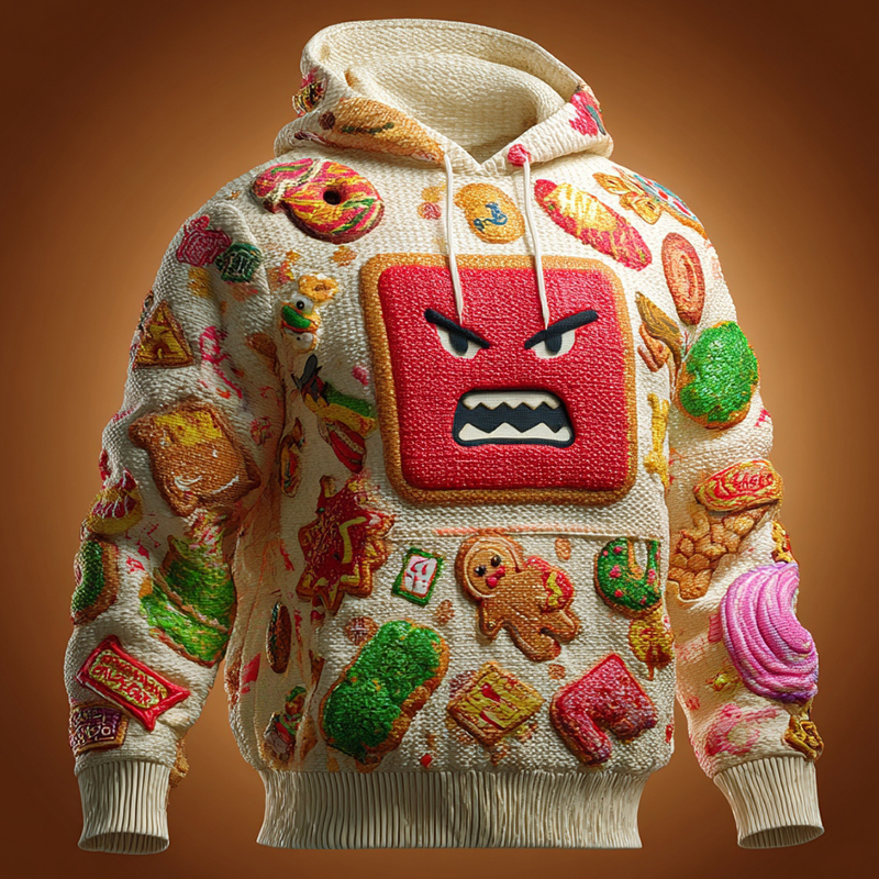 Men's Angry Gingerbread Man Hooded Ugly Sweater elevenforest