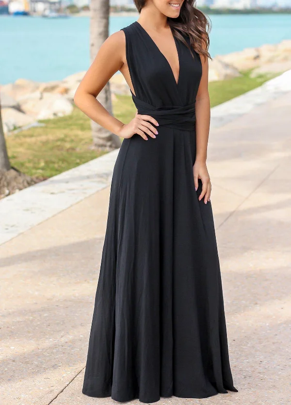 Black Tie Maxi Dress with Open Back
