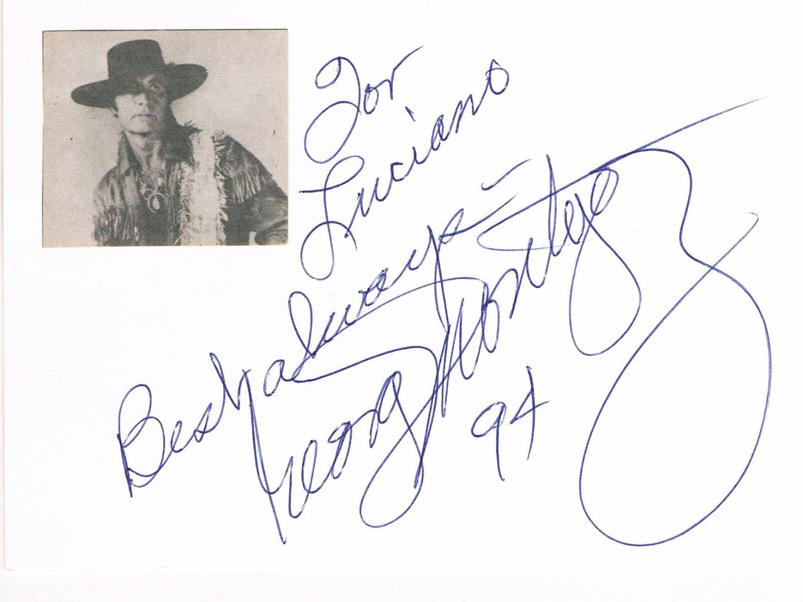 George Montgomery 1916-2000 genuine autograph signed 4x6