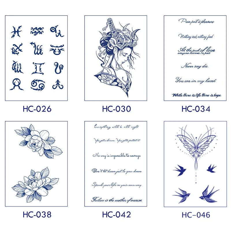 Flower Butterfly Animal Art Festival Comic Text Waterproof Full Body Arm Natural Temporary Tattoo For Men and Women