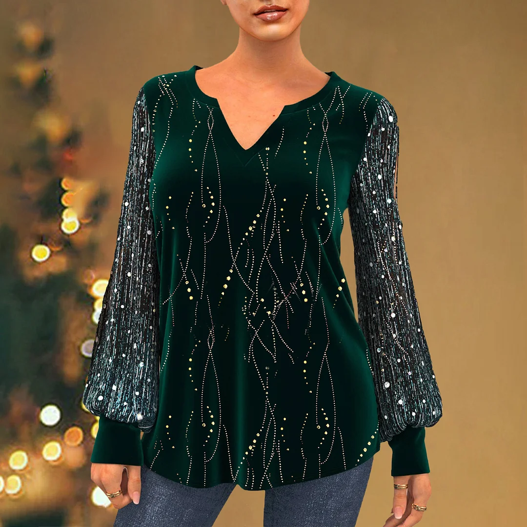 Gorgeous Sequins Women's Long Sleeves Tops