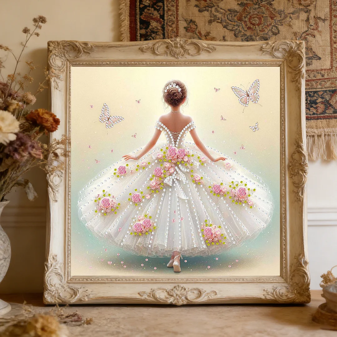 Diamond Painting - Partial Special Shaped Drill - Butterfly Gown(Canvas|30x30cm)
