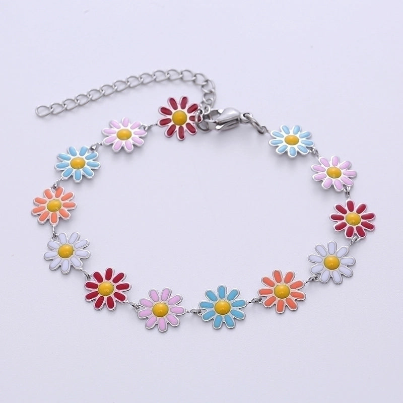 Bohemian Flower 304 Stainless Steel 18K Gold Plated No Inlaid Stainless Steel Bracelets In Bulk
