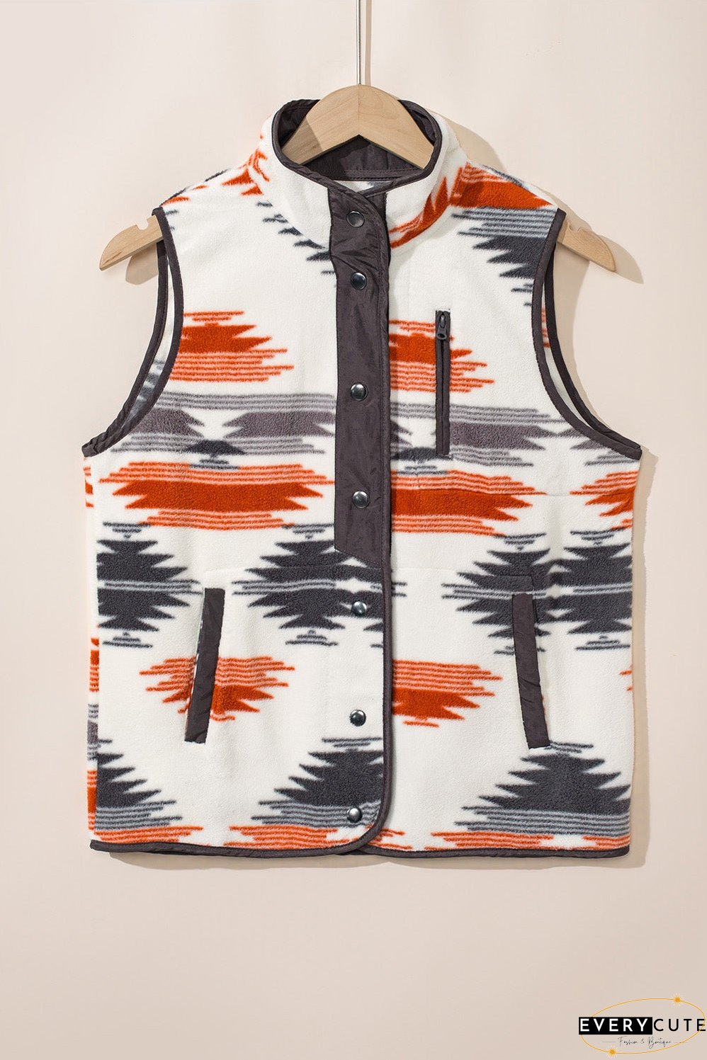 Multicolor Fuzzy Aztec Western Fashion Vest Jacket