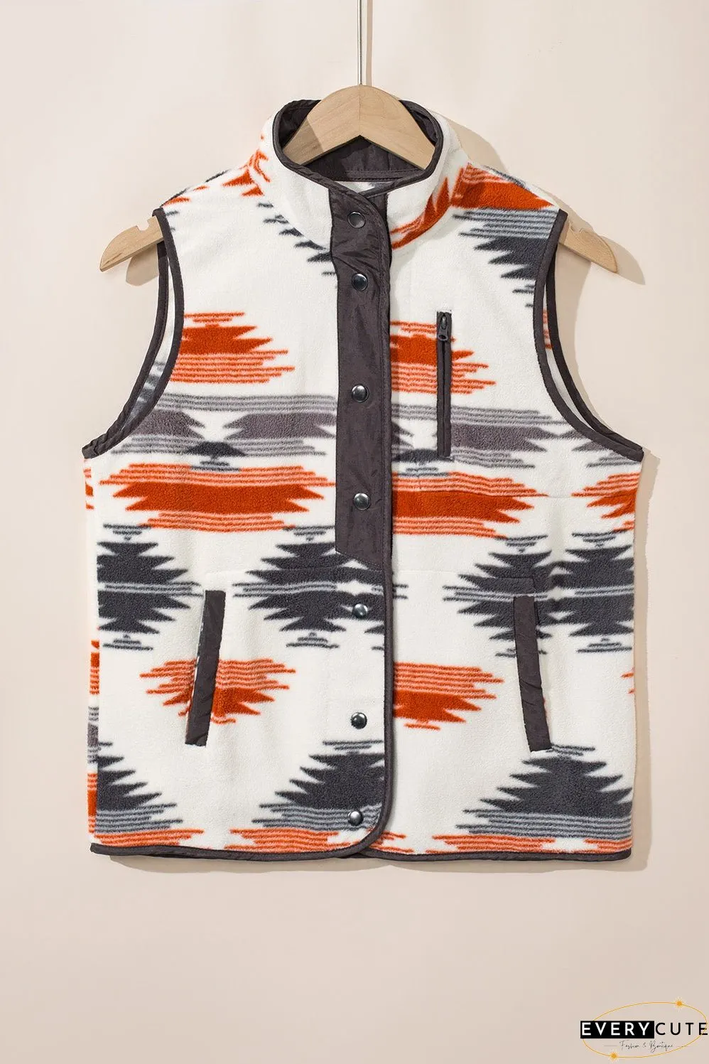 Multicolor Fuzzy Aztec Western Fashion Vest Jacket