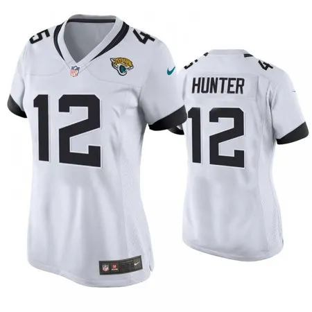 Women's Jacksonville Jaguars #12 Travis Hunter  White 2025 NFL Draft First Round Pick Alternate Game Player Jersey