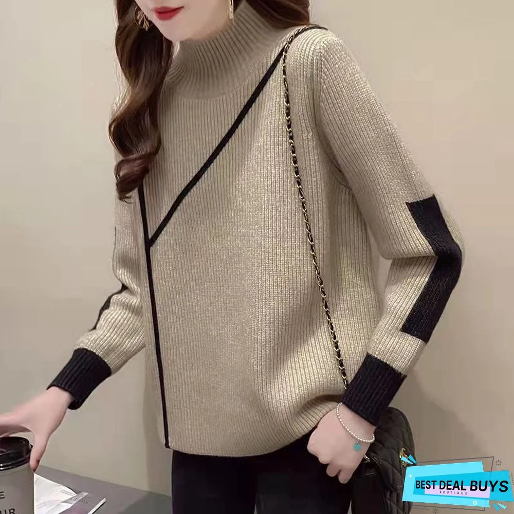 Semi-Turtle Neck Lady Loose Bottoming Shirt