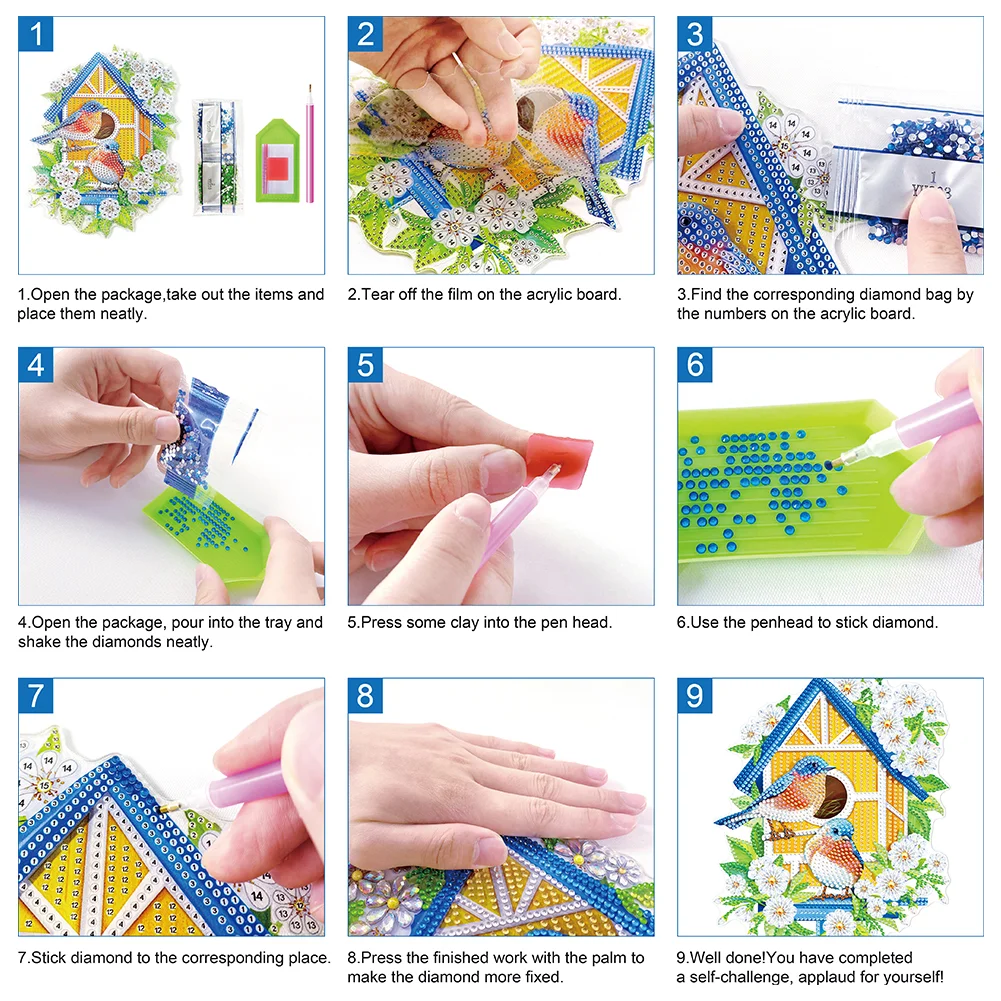 5pcs DIY Turtle Diamond Art Keychains Diamond Mosaic Kit Point Drill Key Ring(Double Side)