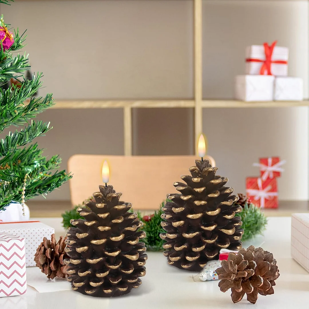 🎅HOT SALE 49% Off🔥Flameless Pinecone Candles Battery Operated with 6 Hour Timer