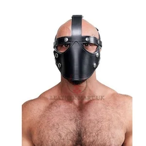 pornhint Pornhint 100% Genuine Bondage Leather Mad Fury Mask BDSM Hood ~ Leather Bondage Mask with Eyes and Face Holes ~ Fetish Mask BDSM Gear Kinky Restraint