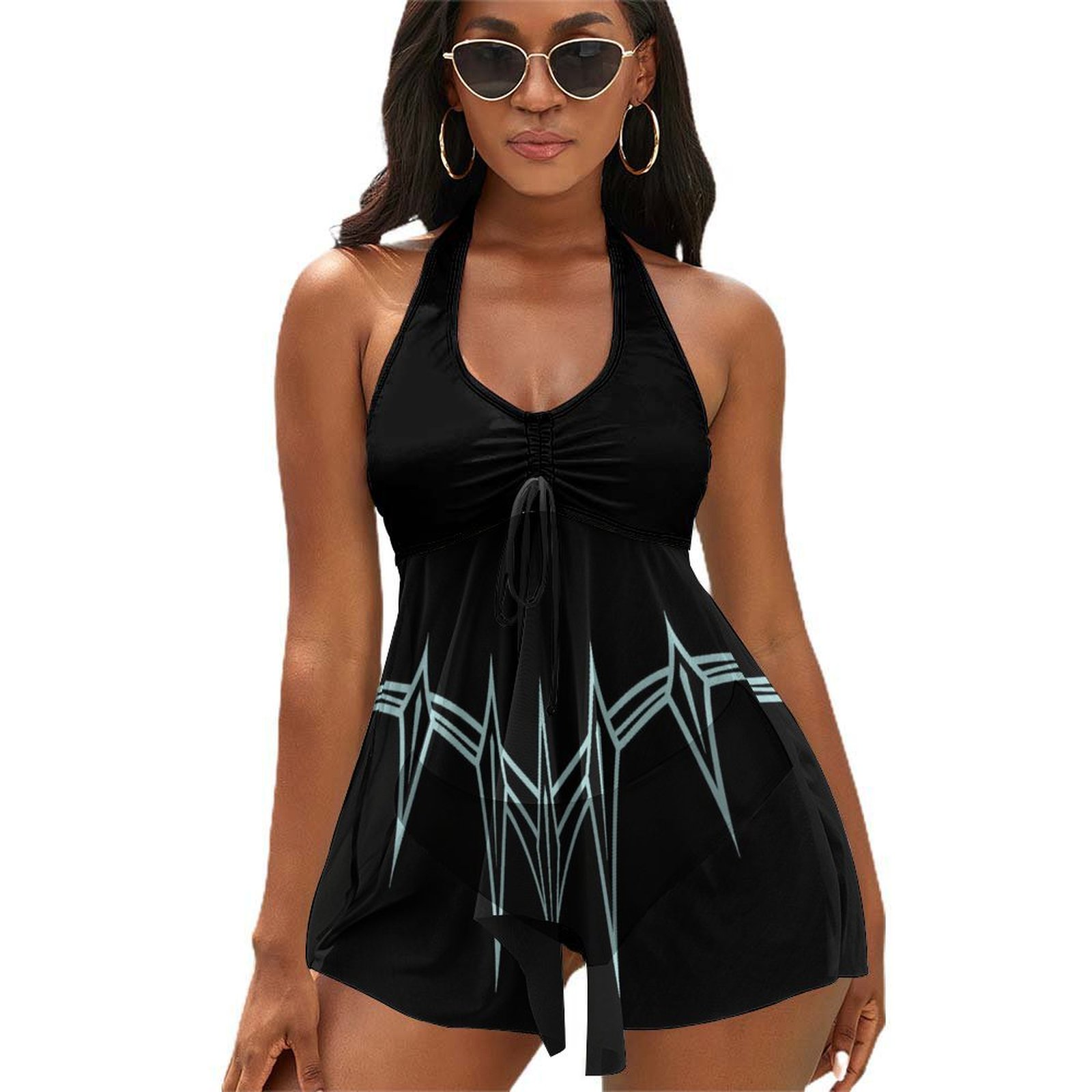 Women's King Necklace Two Piece Triangle Halter Strap Split Skirt Tankini Sets