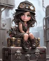 (Multi-Taille Rond / Carr&eacute;) Fille Steampunk-Peinture au Diamant