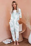 Tie-dye Printed Long-sleeved Trousers Split Casual Suit