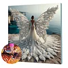 (Framed)Diamond Painting -DIY Round Drill Winged Girl with Frame(25x25cm)