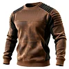 Men's Vintage Brown And Black Leather Quilted Sweatshirt With Perforated Details by Inlyline