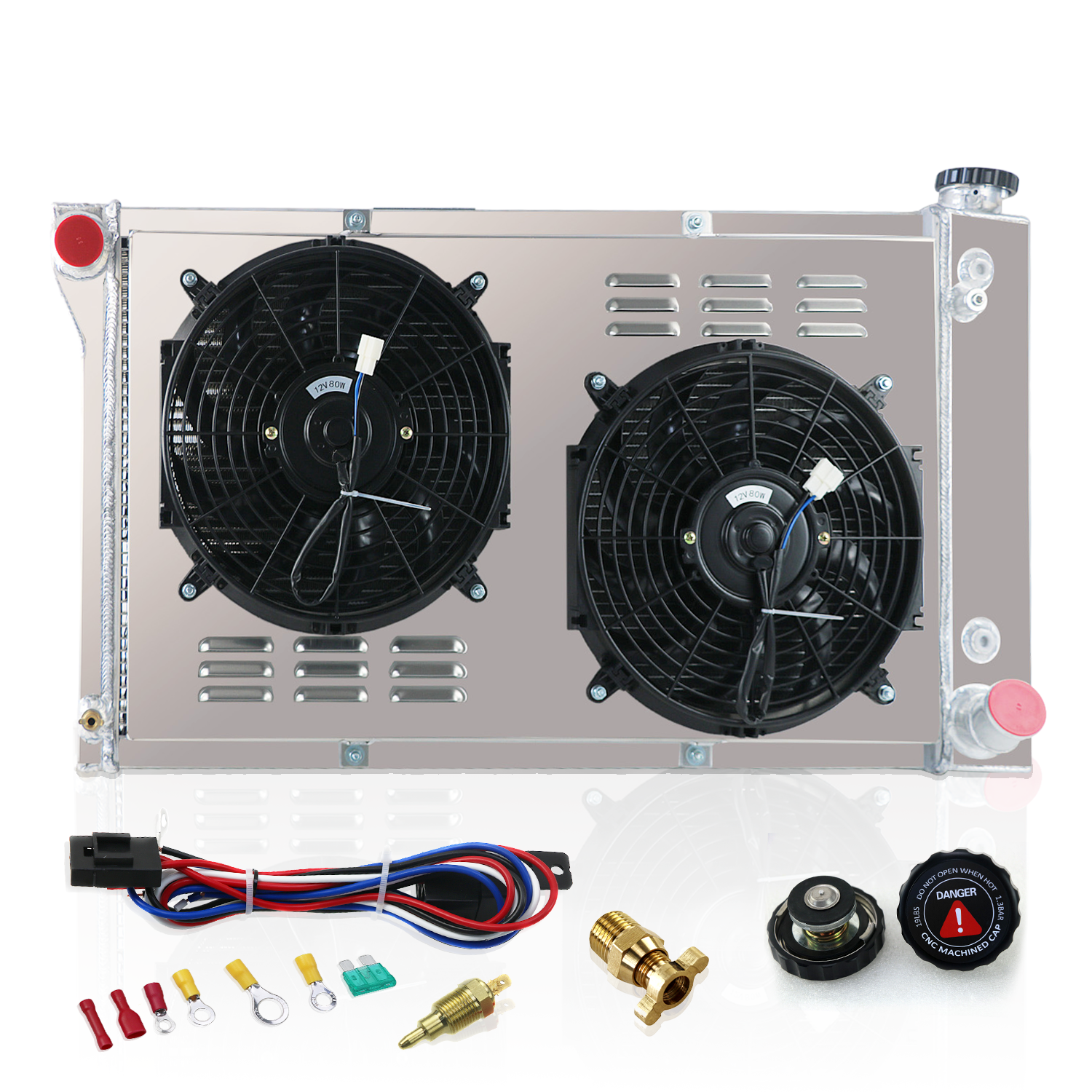 3 Rows Radiator+Shroud Fans For 1967-1972 Chevy Blazer/GMC C/K 10 20 30 ...