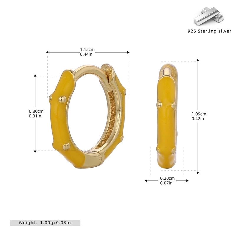 1 Pair 925 Sterling Silver Round Earrings