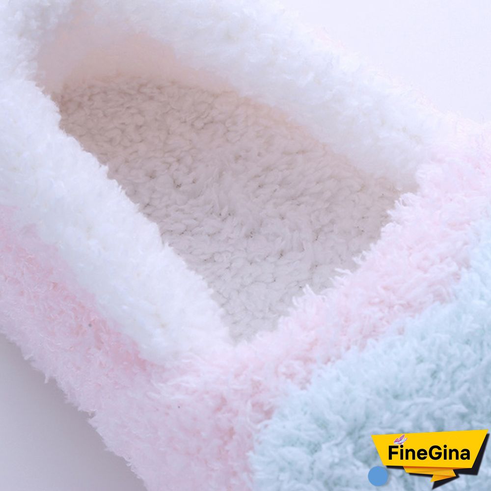 Lovely Big Heart-Shaped Women Slippers Warm Soft Sole Plush Home Floor Covered Heel Shoes