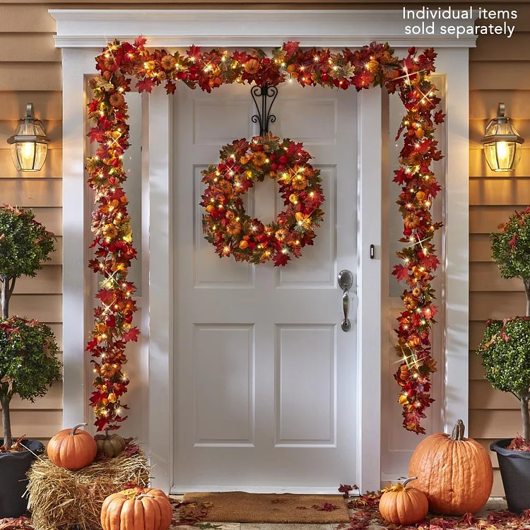 🔥kukelife🔥The Cordless Prelit Autumn Celebration Trim