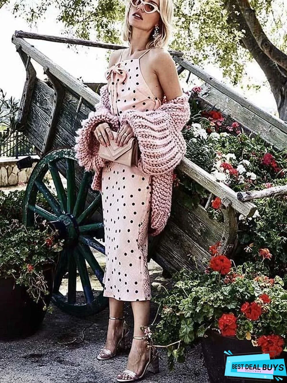 Fashion Knitting Solid Color Long Puff Sleeves Sweater