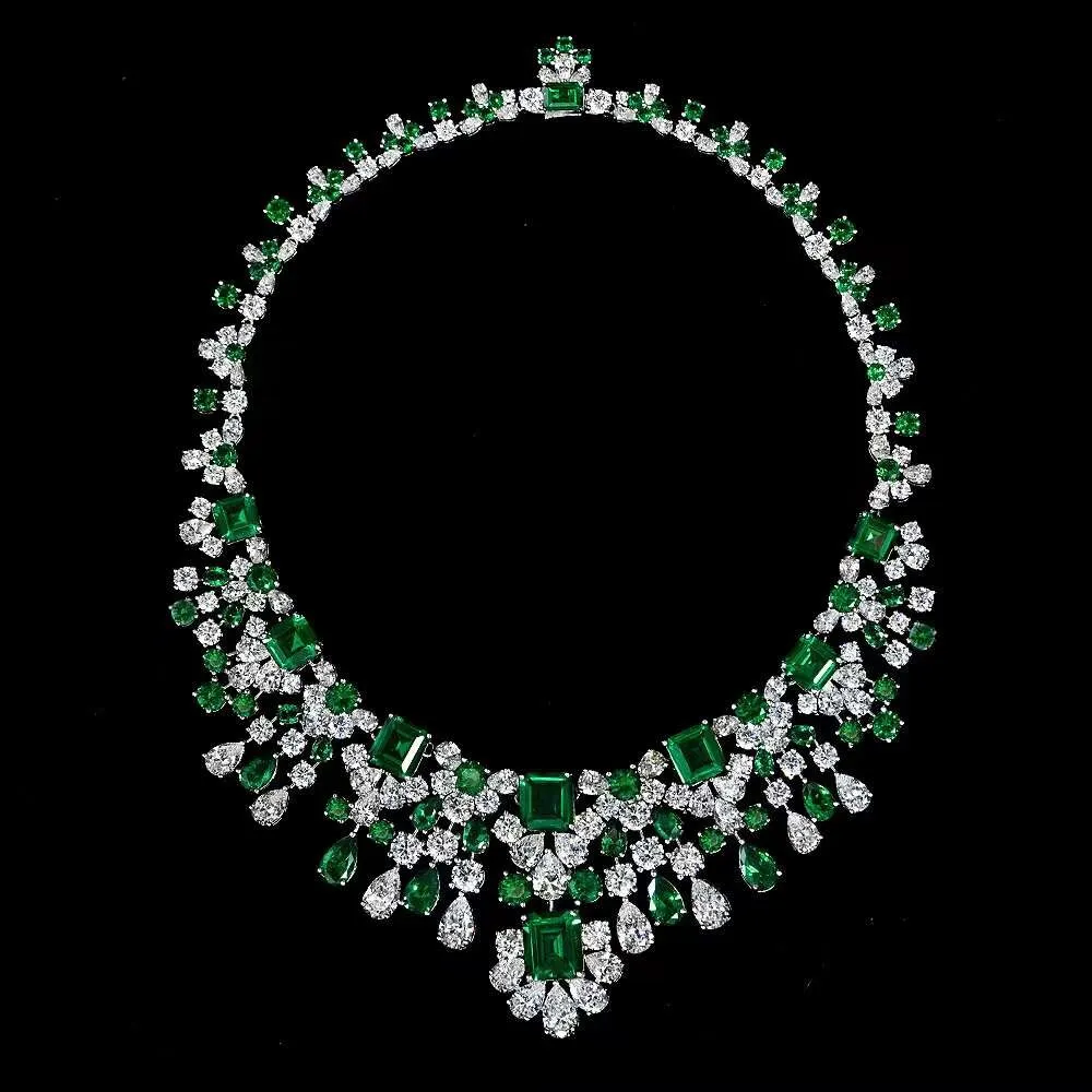 Luxury 925 Sterling Silver Created Moissanite Ruby Emerald Gemstone Women Cocktail Pendent Necklace Fine Jewelry Gifts
