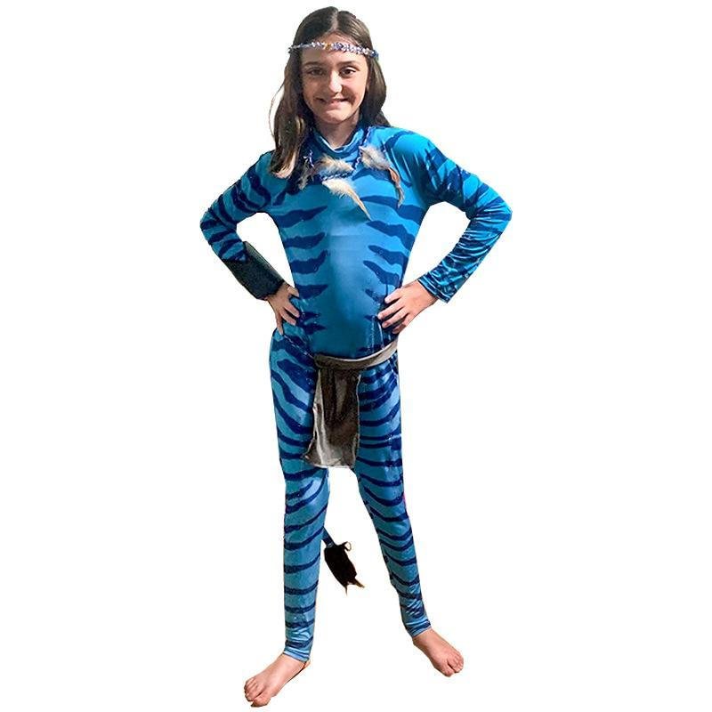 Avatar Jumpsuit Cosplay Costumes Party Holiday Stage Costume for Kids (Blue)