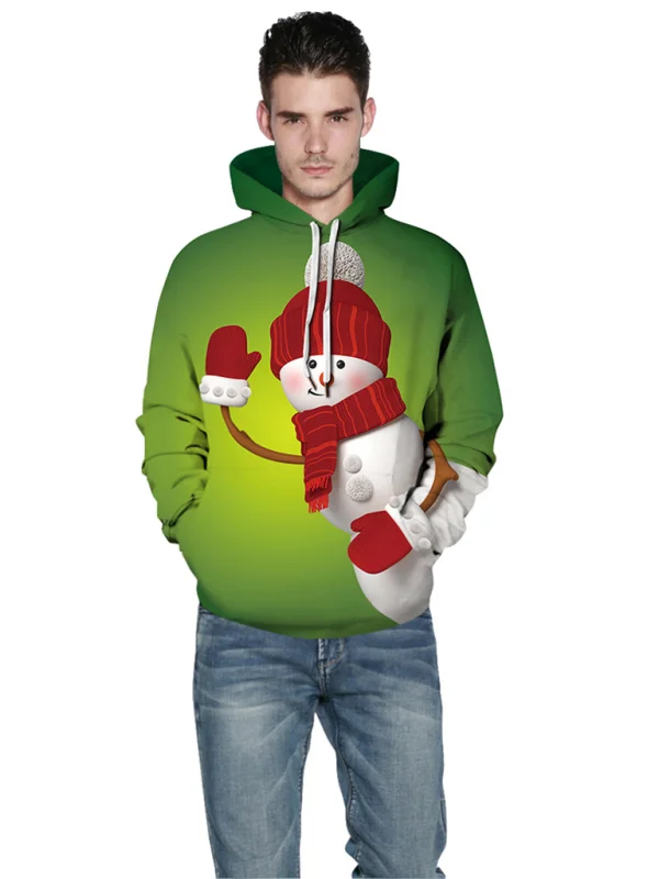 Christmas Print Long Sleeve Loose Hoodie Flusfy