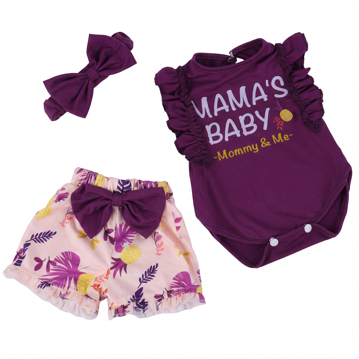 17-20 Inch Purple Floral Print Set 3 PCS for Reborn Baby