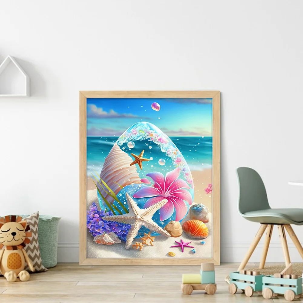 11CT Full Embroidery Stamped Cross Stitch - Beach Shell(Canvas|40x50cm)