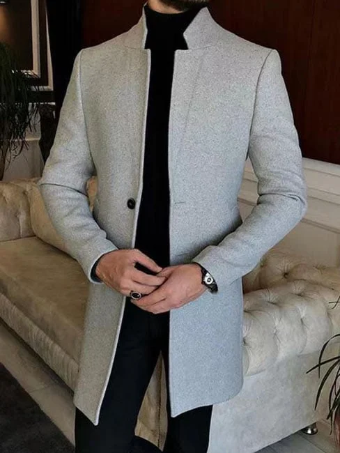 Men's Casual Printed Woolen Coat