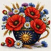 Wheat Poppy Pot Full 18CT 2 Strands DIY Stamped Cross Stitch Kits for Beginners Adults Home Wall Decor Cross Stitch Art and Crafts Kits 25x25cm tapestrymarket