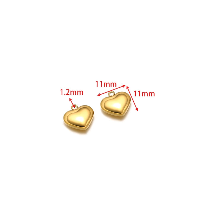 5 PCS/Package 14*17mm 304 Stainless Steel Heart Shape Pendant Jewelry Accessories