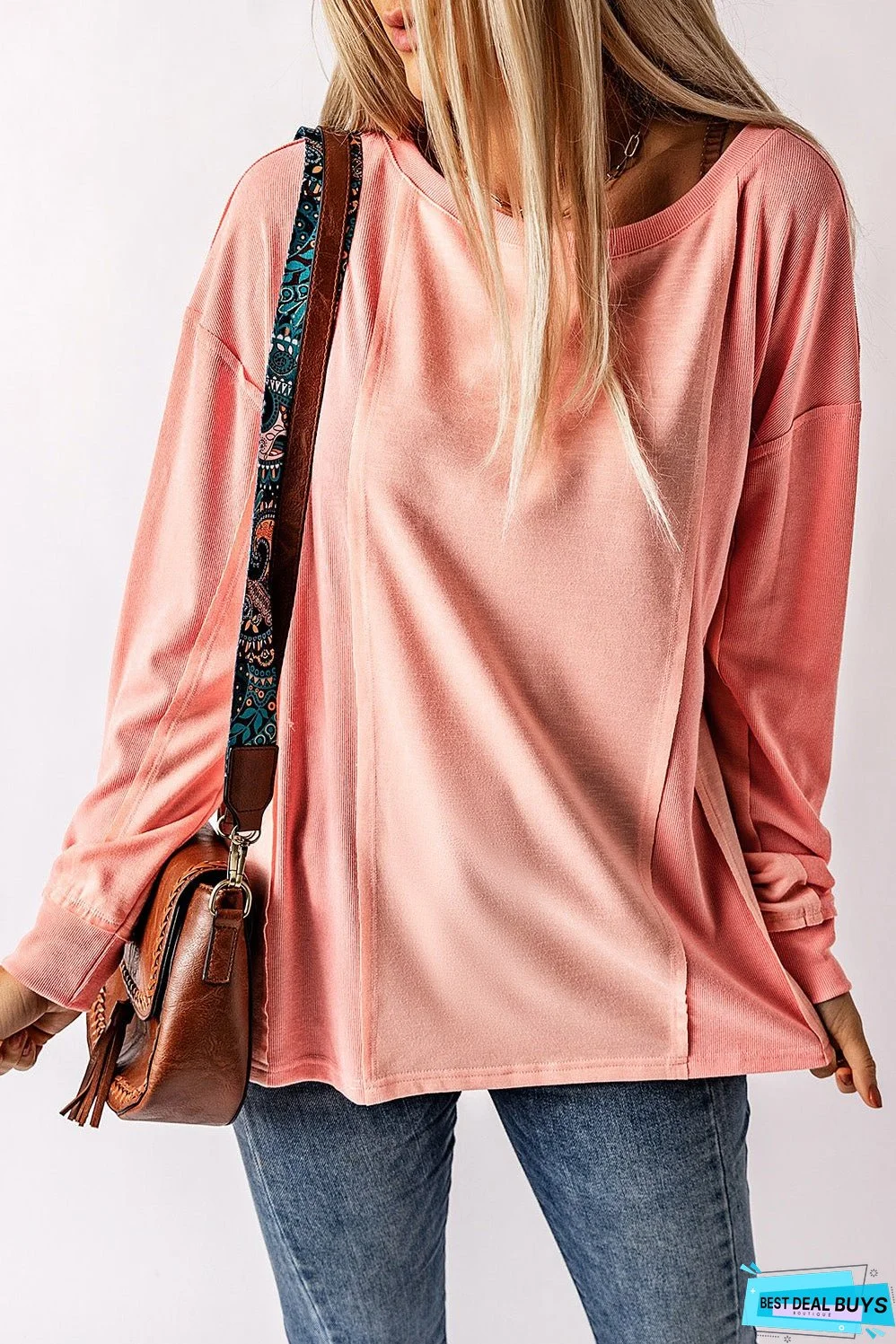 Solid Patchwork Long Sleeve Top