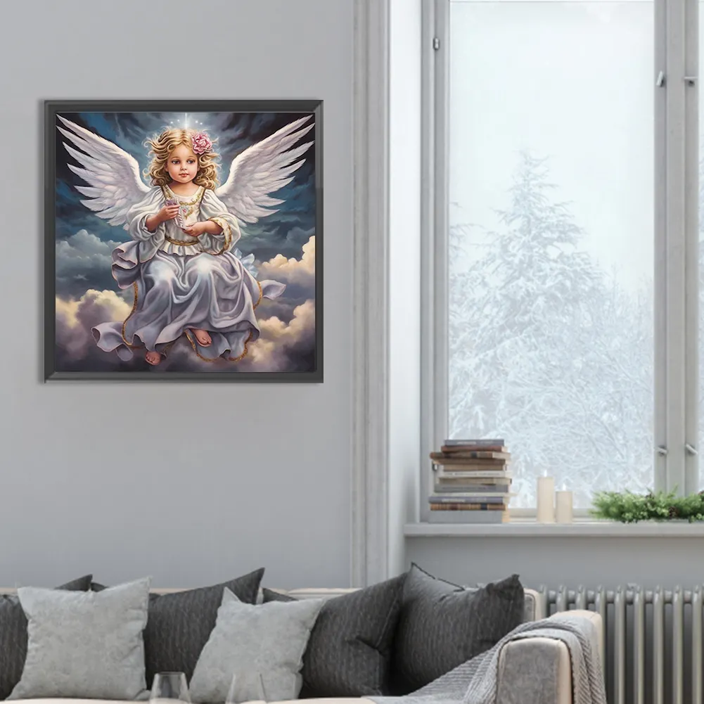 Diamond Painting - Full Round Drill - Angel Girl(Canvas|30*30cm)