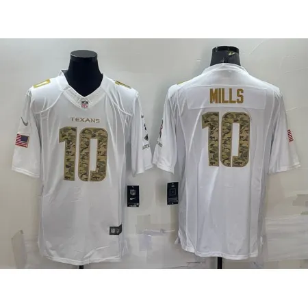 Men's Houston Texans #10 Davis Mills White/Camo Salute To Service Limited Stitched Jersey